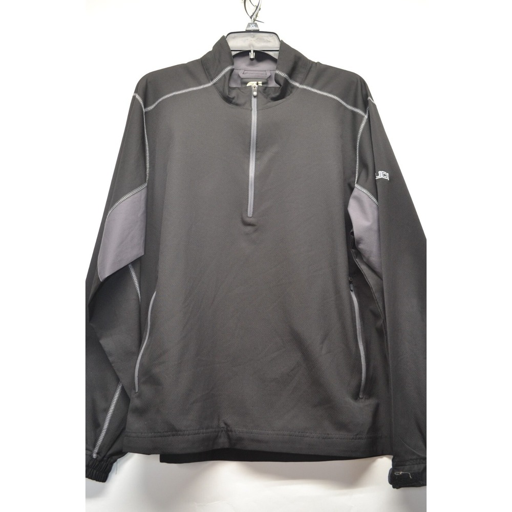 Footjoy Men's 1/2 Zip Black Hudi Medium Polyester Pullover Golf Jacket (G1)